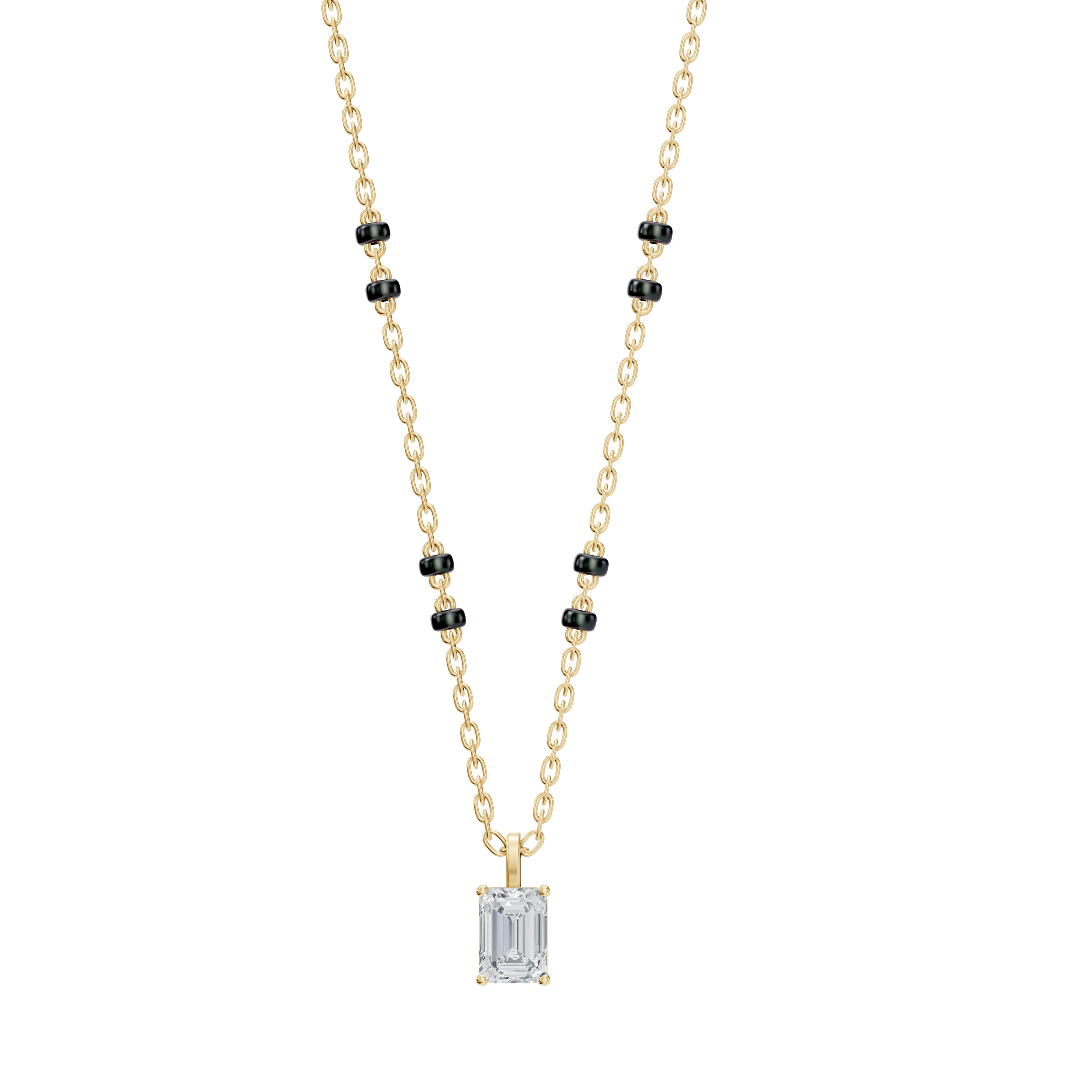 Manjari Mangalsutra 18K Gold Emerald Lab Diamond Necklace