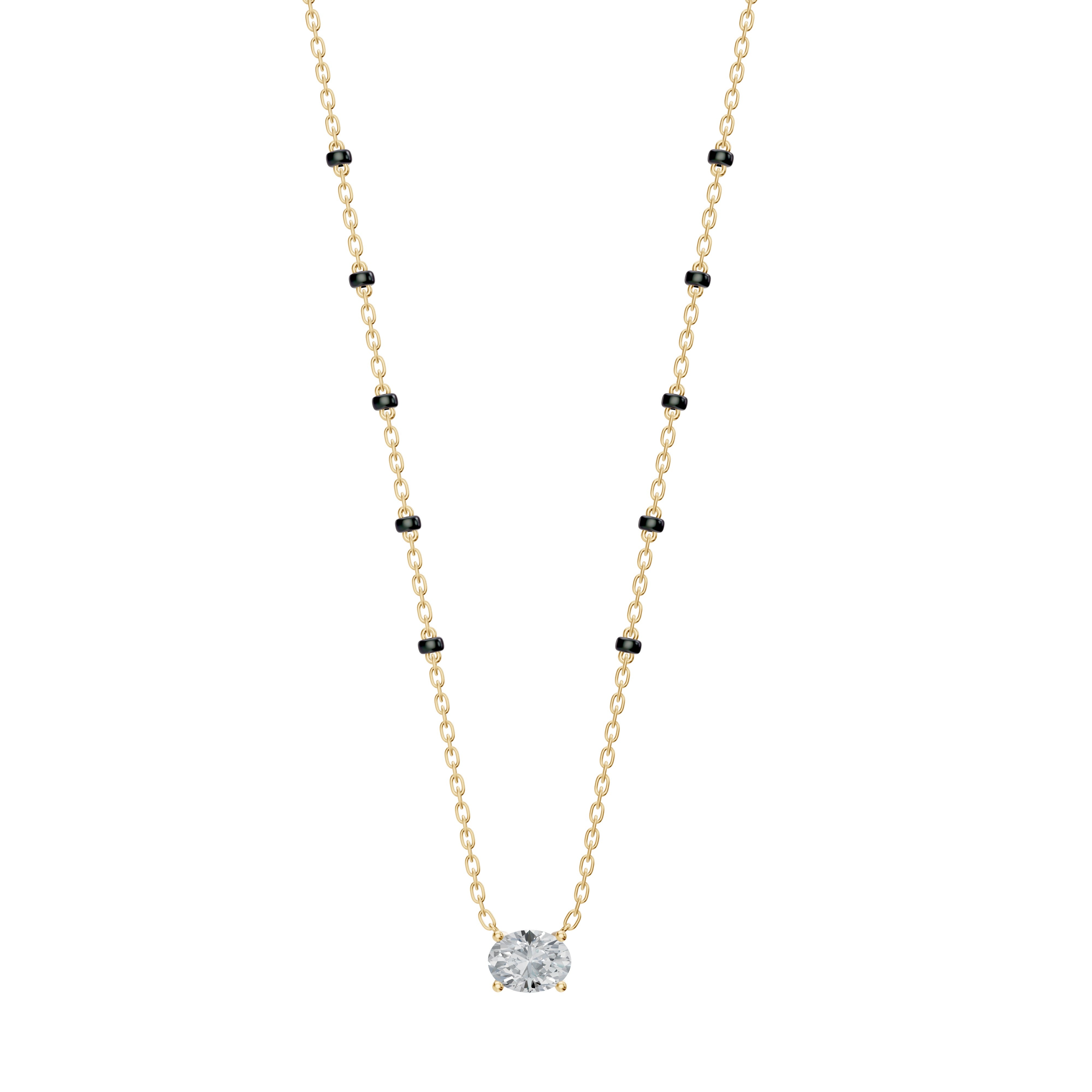Maya Mangalsutra 18K Gold Oval Lab Diamond Necklace – Modern Mangal
