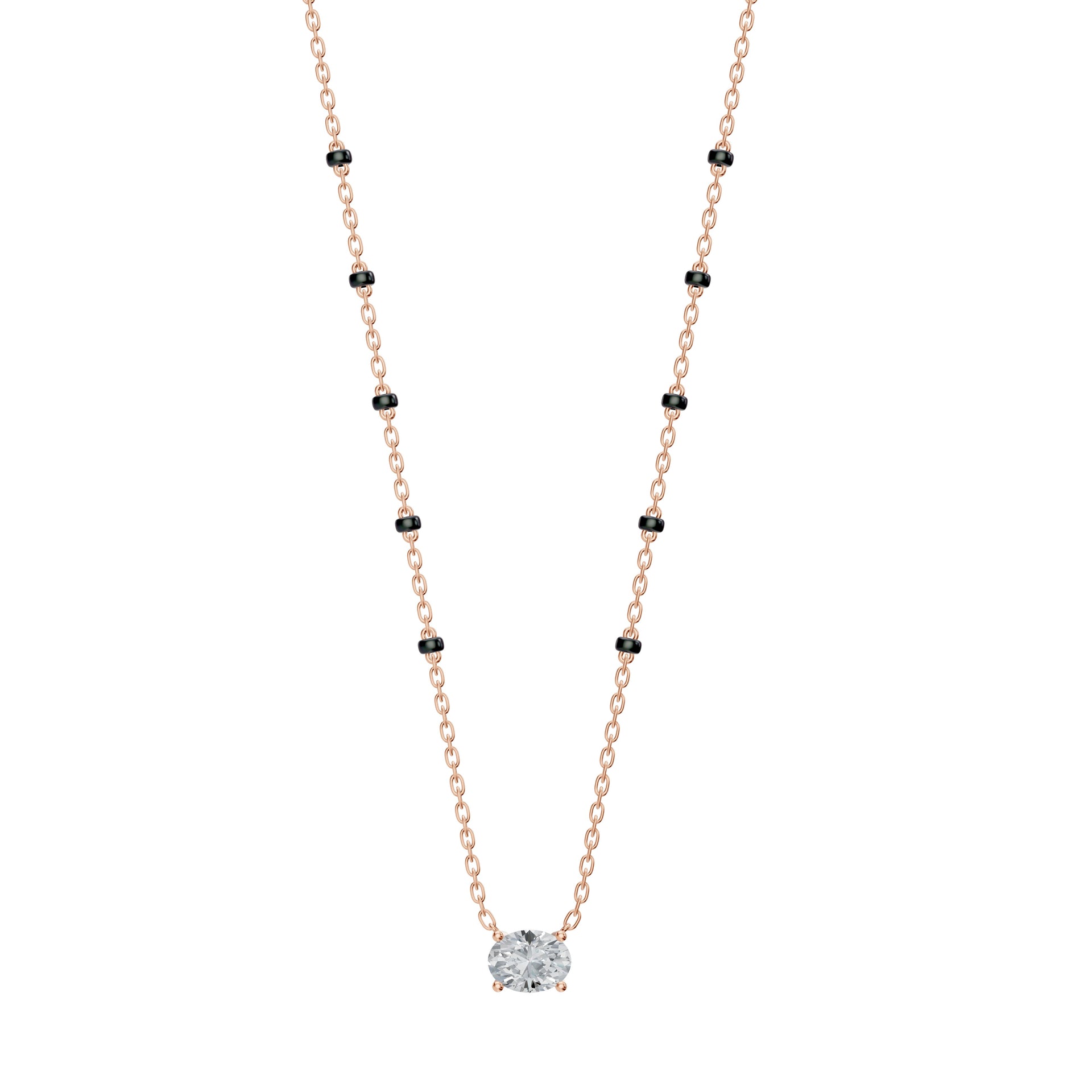 Maya Mangalsutra 18K Gold Oval Lab Diamond Necklace – Modern Mangal