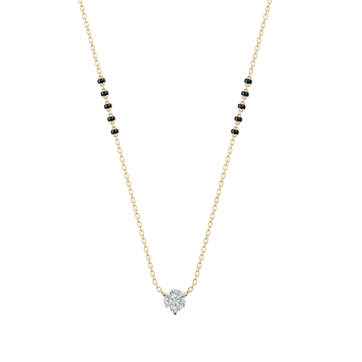 Shreya Mangalsutra in 18K yellow gold with a round lab-grown diamond, front view