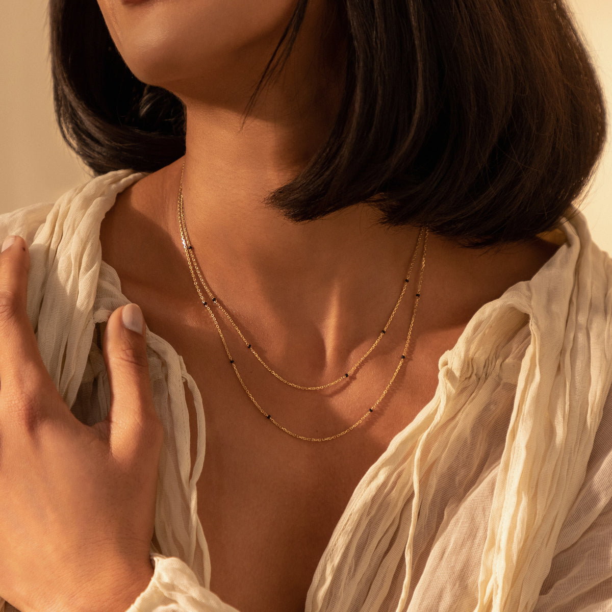 Love chain worn at 16 and 18 inches