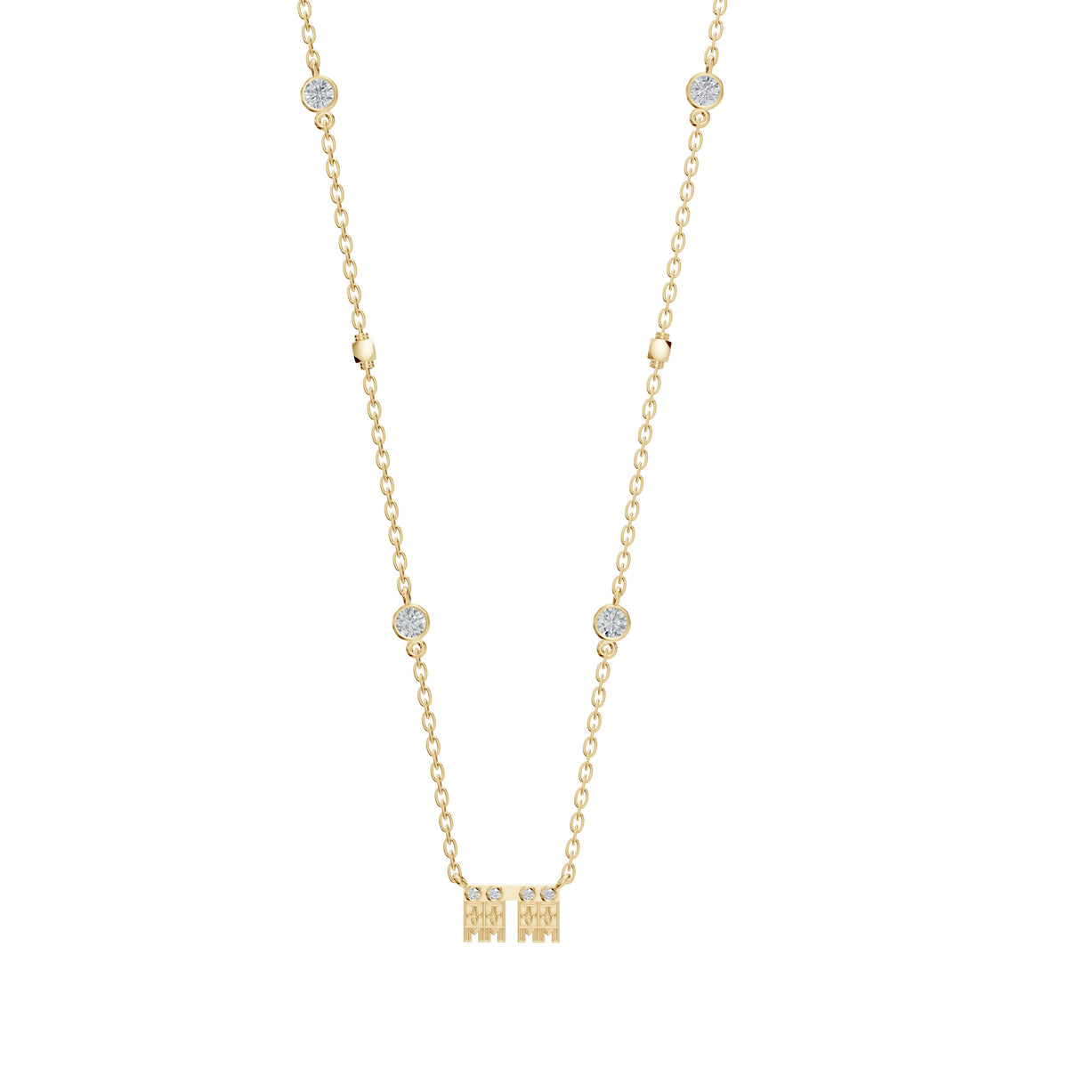 Aadya Mangalayam in 18-karat yellow gold with a Tamil thaali pendant set with lab-grown diamonds, front view