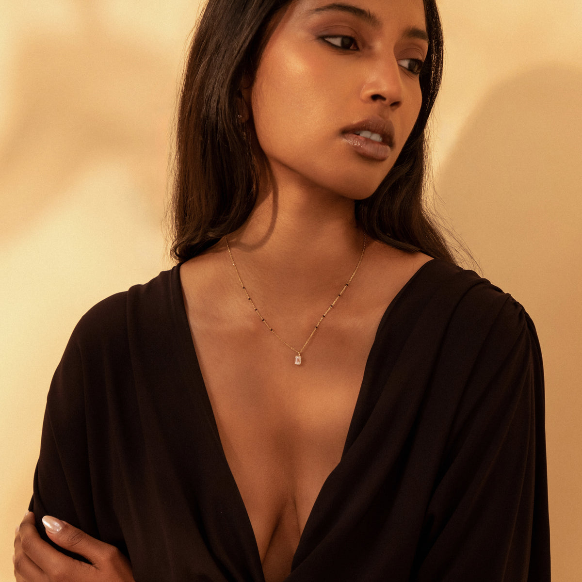 Model wearing the Anaya Mangalsutra, look 3