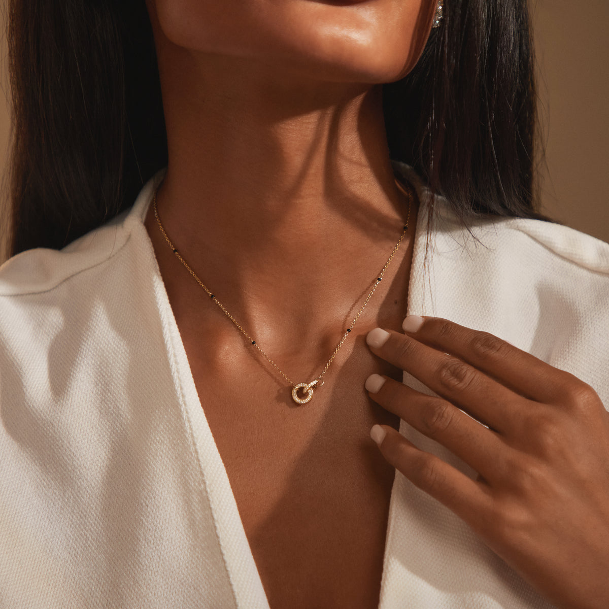 Model wearing the Anvita Mangalsutra, look 3