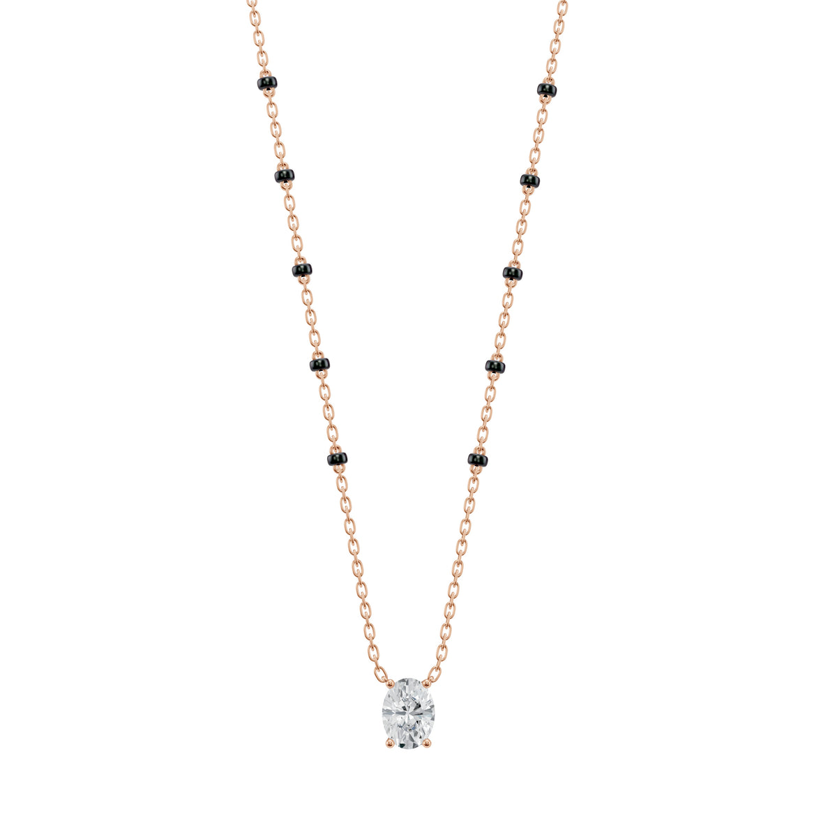 Deepika Mangalsutra in 18K rose gold with an oval lab-grown diamond, front view