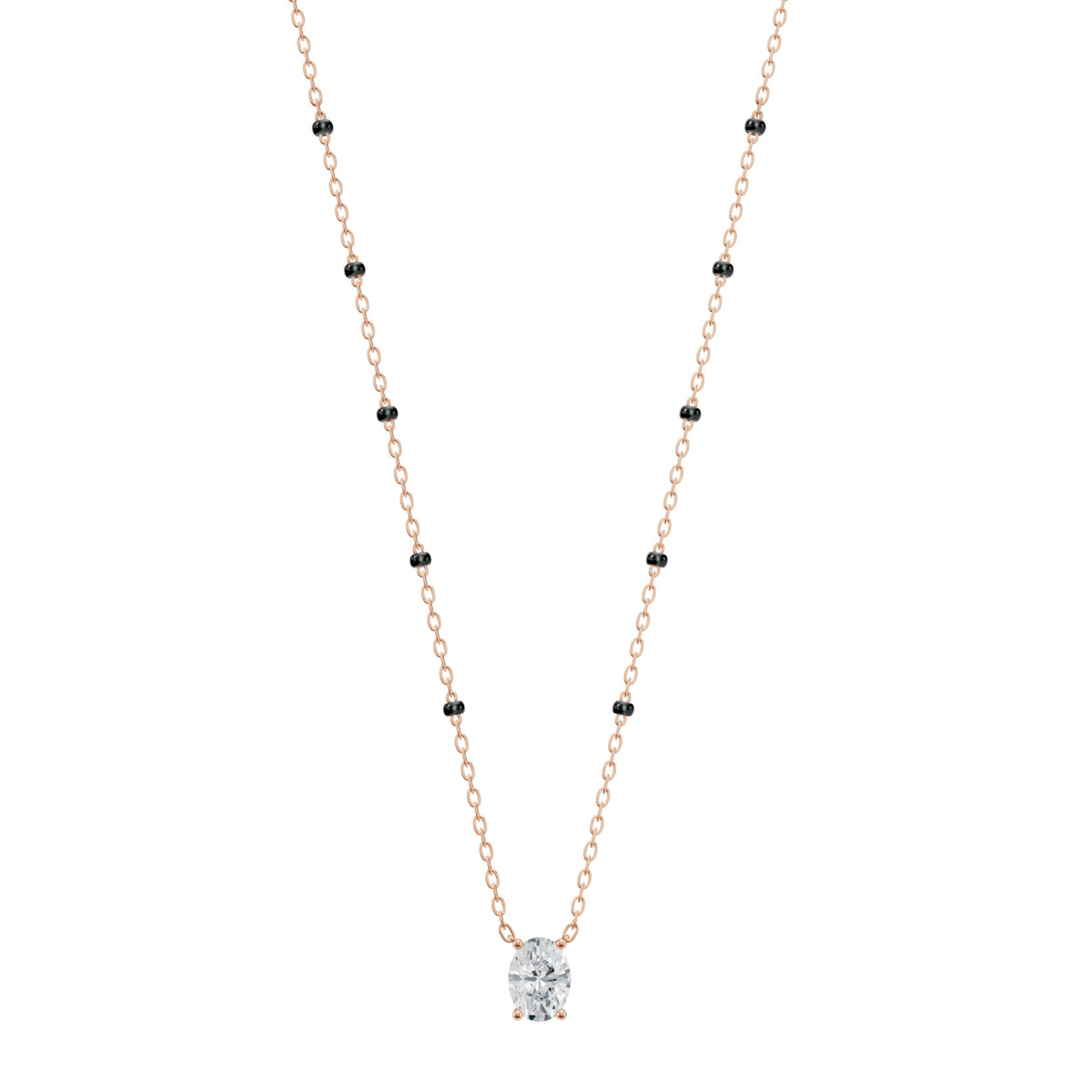 Deepika Mangalsutra in 18K rose gold with an oval lab-grown diamond, front view