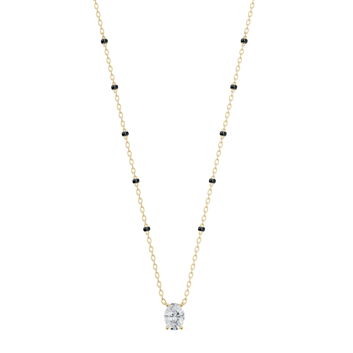 Deepika Mangalsutra in 18K yellow gold with an oval lab-grown diamond, front view