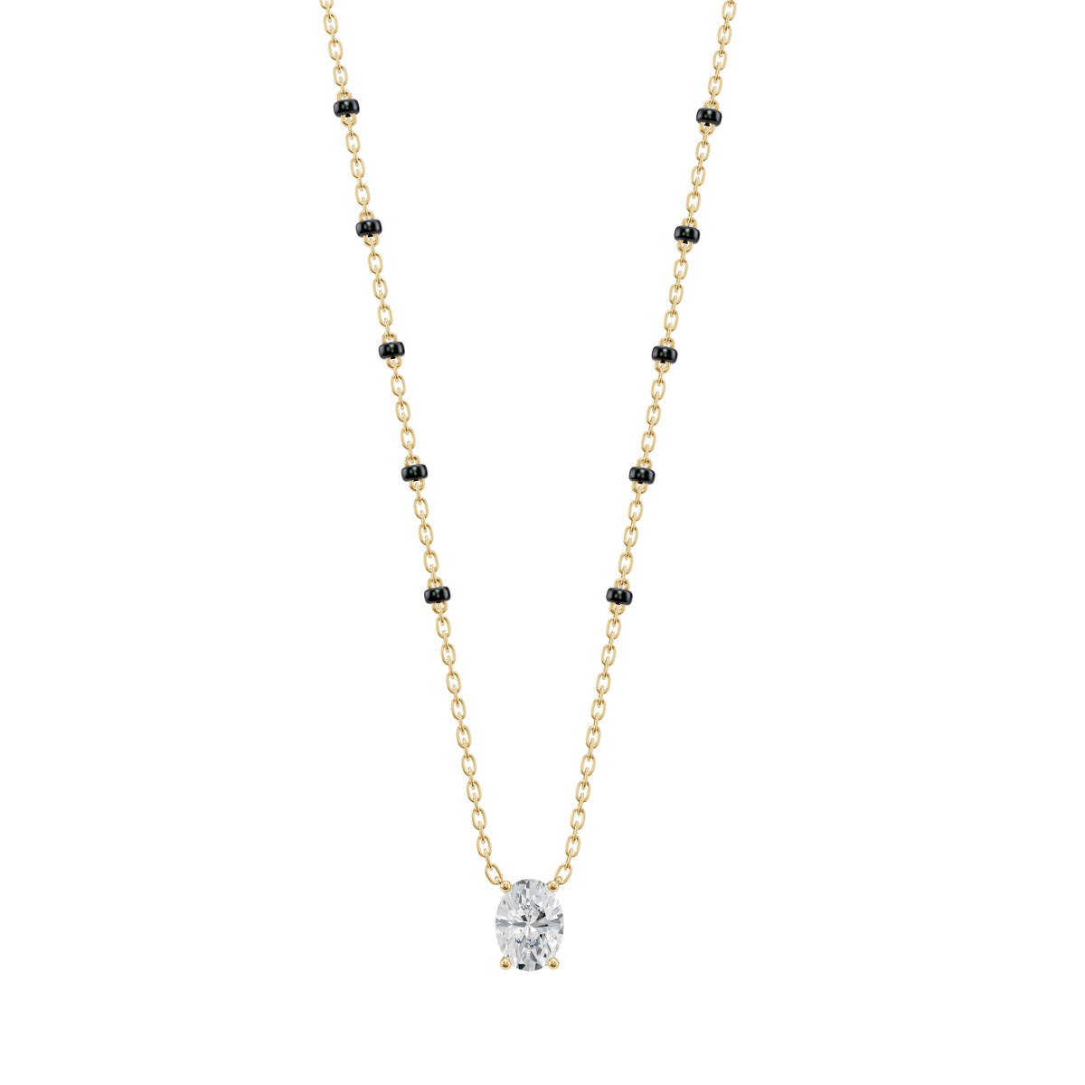 Deepika Mangalsutra in 18K yellow gold with an oval lab-grown diamond, front view