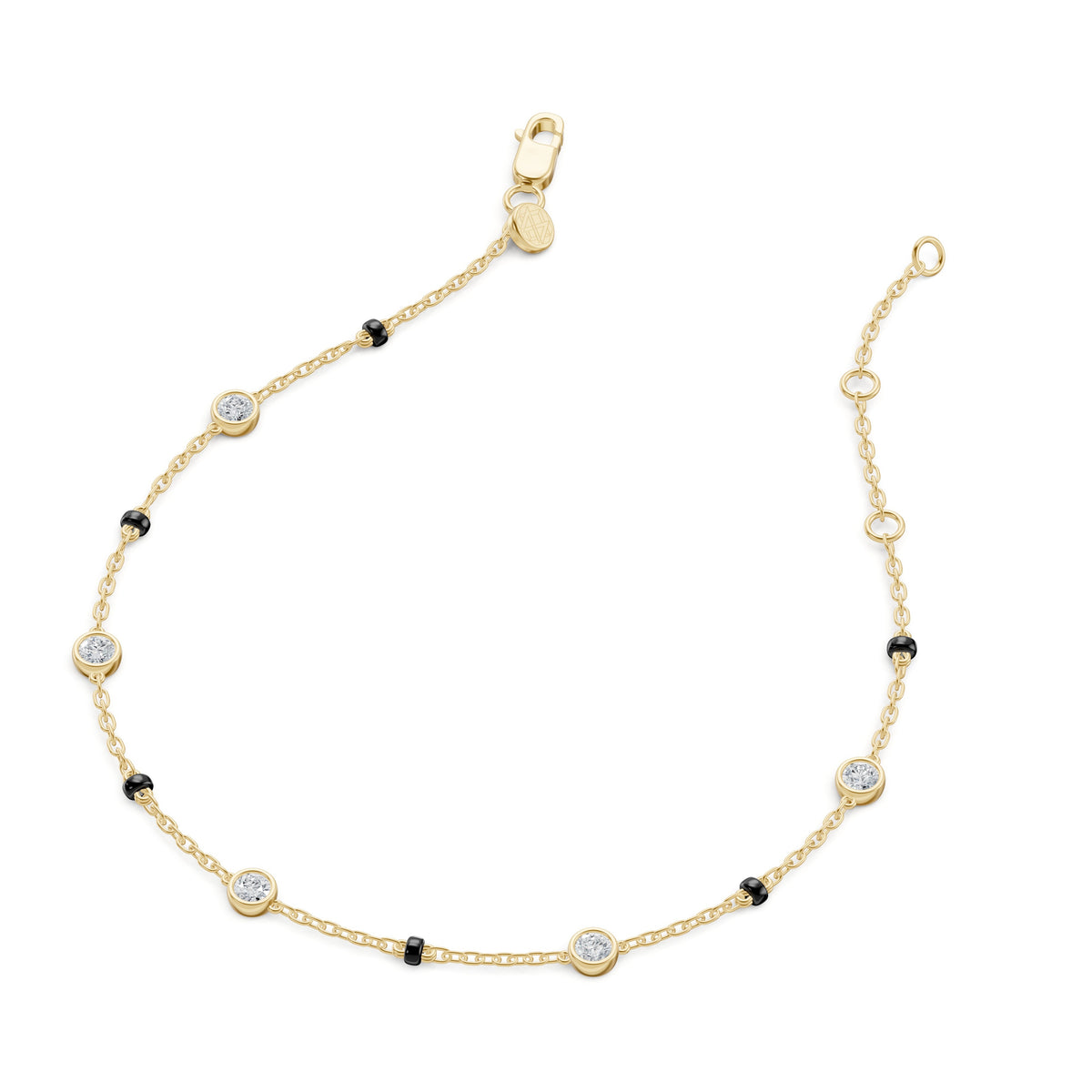 Full-length view of the Eternity Bracelet Mangalsutra in 18K yellow gold