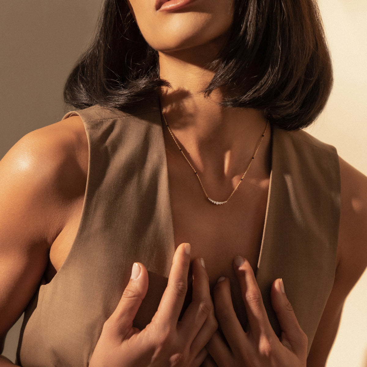Model wearing the Harmony Mangalsutra, look 4