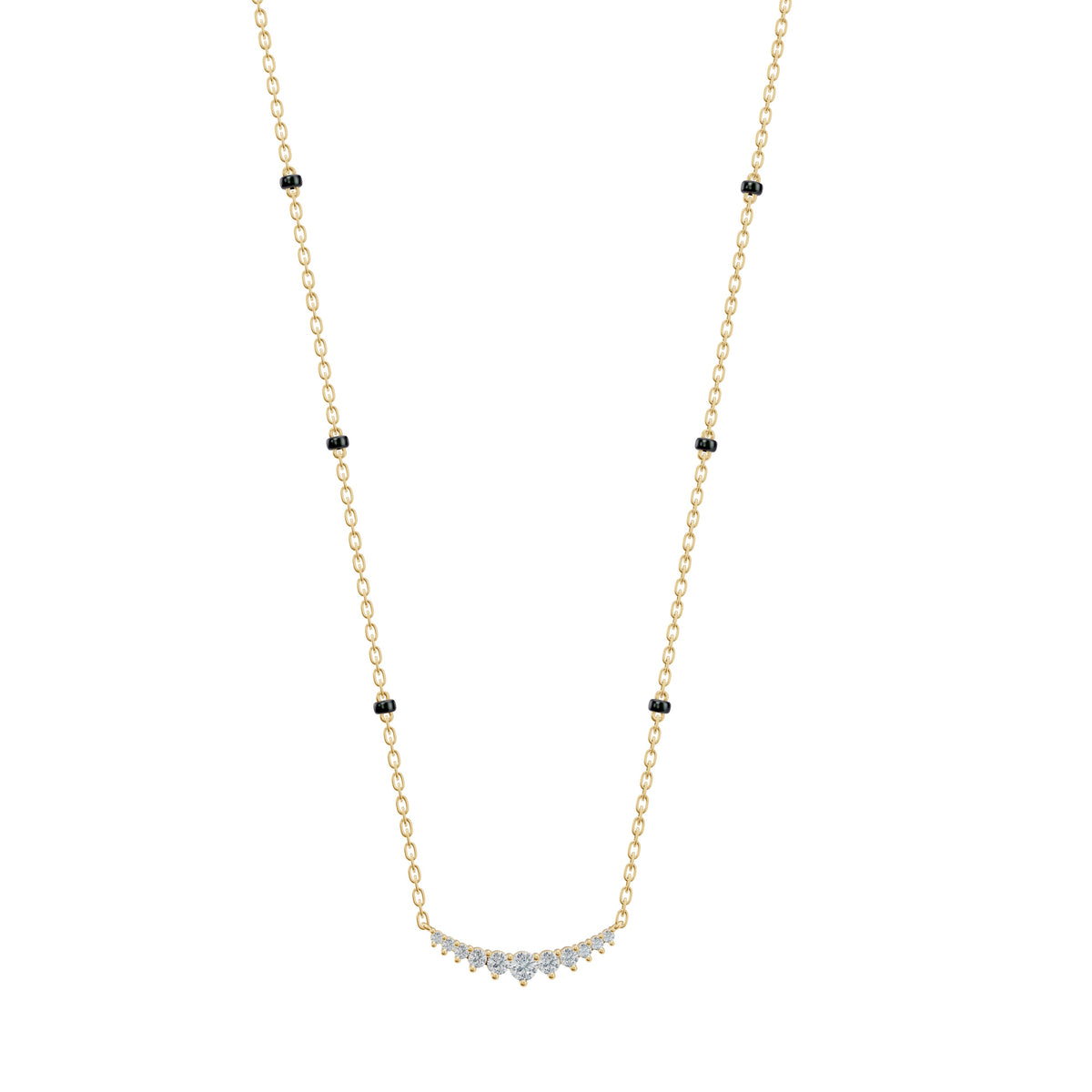 Harmony Mangalsutra in 18K yellow gold with graduating round lab-grown diamonds, front view