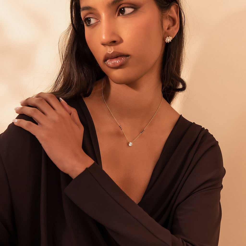Model wearing the Isha Mangalsutra, look 2