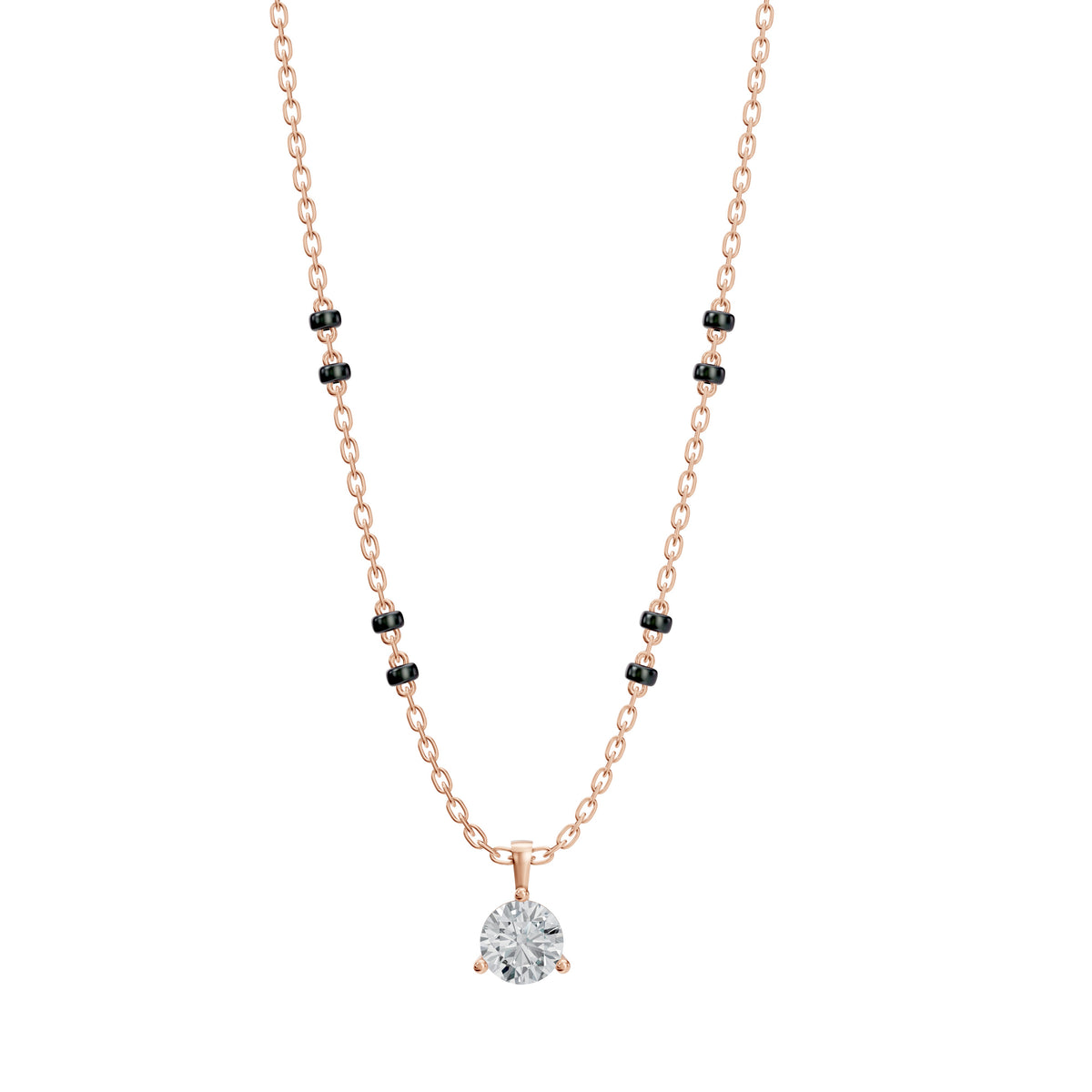 Jaya Mangalsutra in 18K rose gold with a round lab-grown diamond, front view