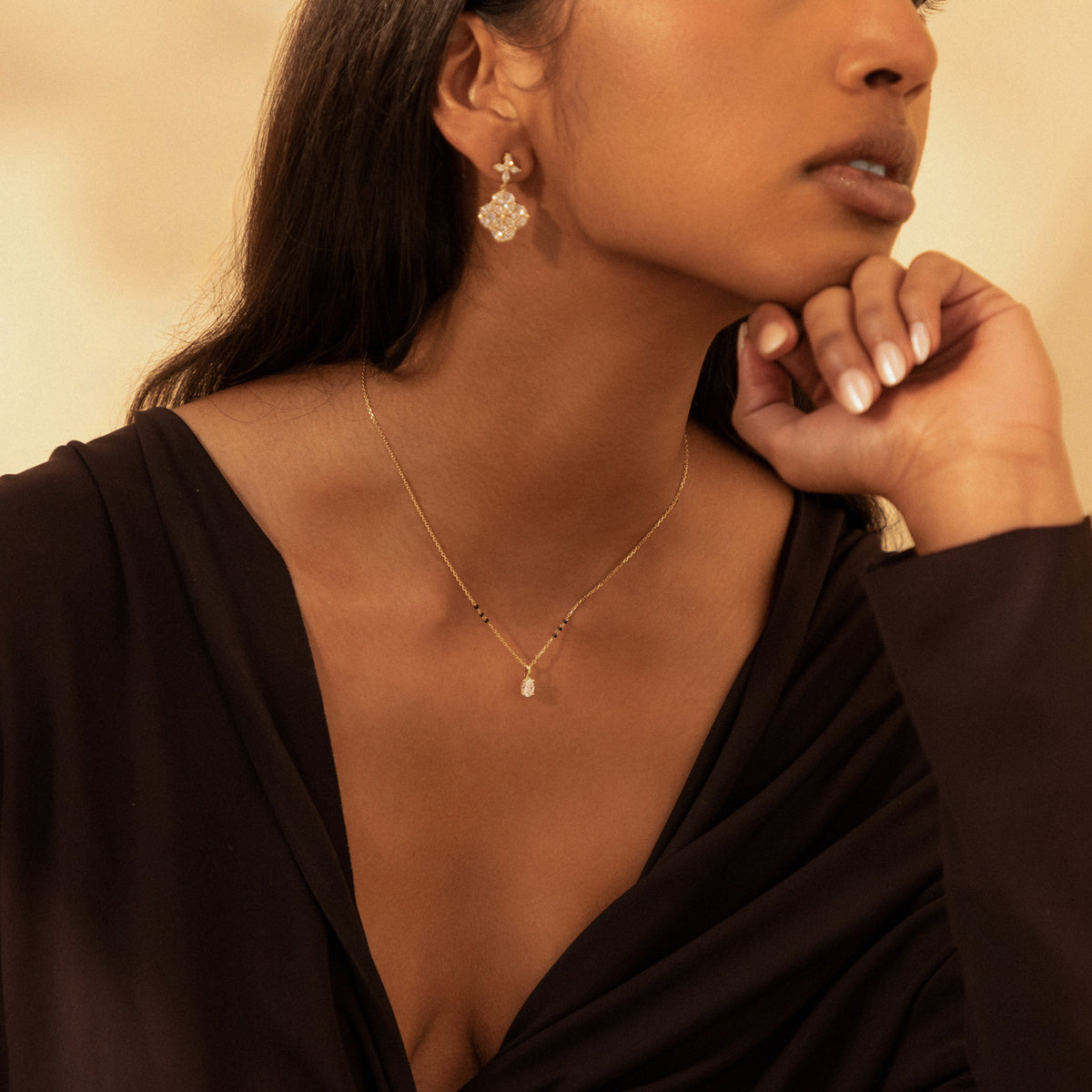 Model wearing the Juhi Mangalsutra, look 3
