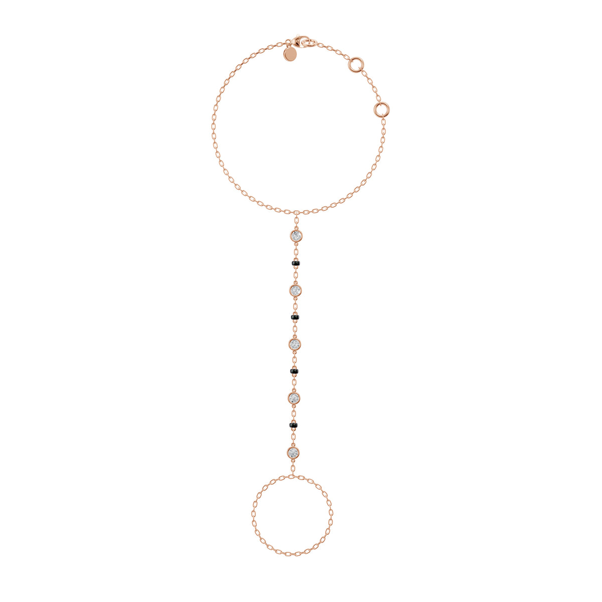 Full-length view of the Kanya Handchain Mangalsutra in 18K rose gold
