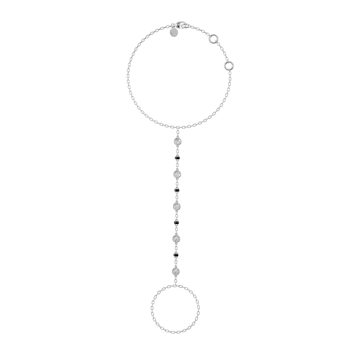 Full-length view of the Kanya Handchain Mangalsutra in 18K white gold