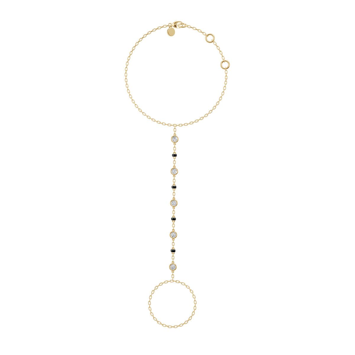 Full-length view of the Kanya Handchain Mangalsutra in 18K yellow gold