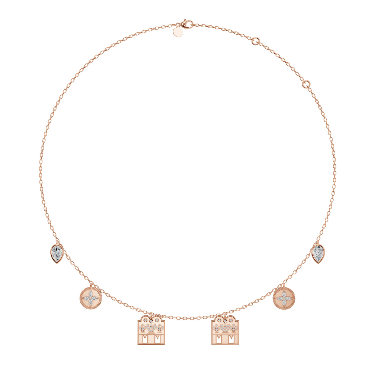 Full-length view of the Monica Mangalayam in 18K rose gold