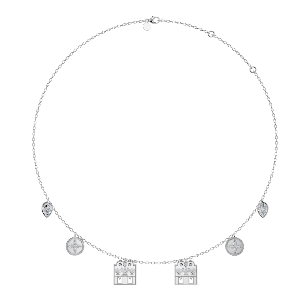 Full-length view of the Monica Mangalayam in 18K white gold