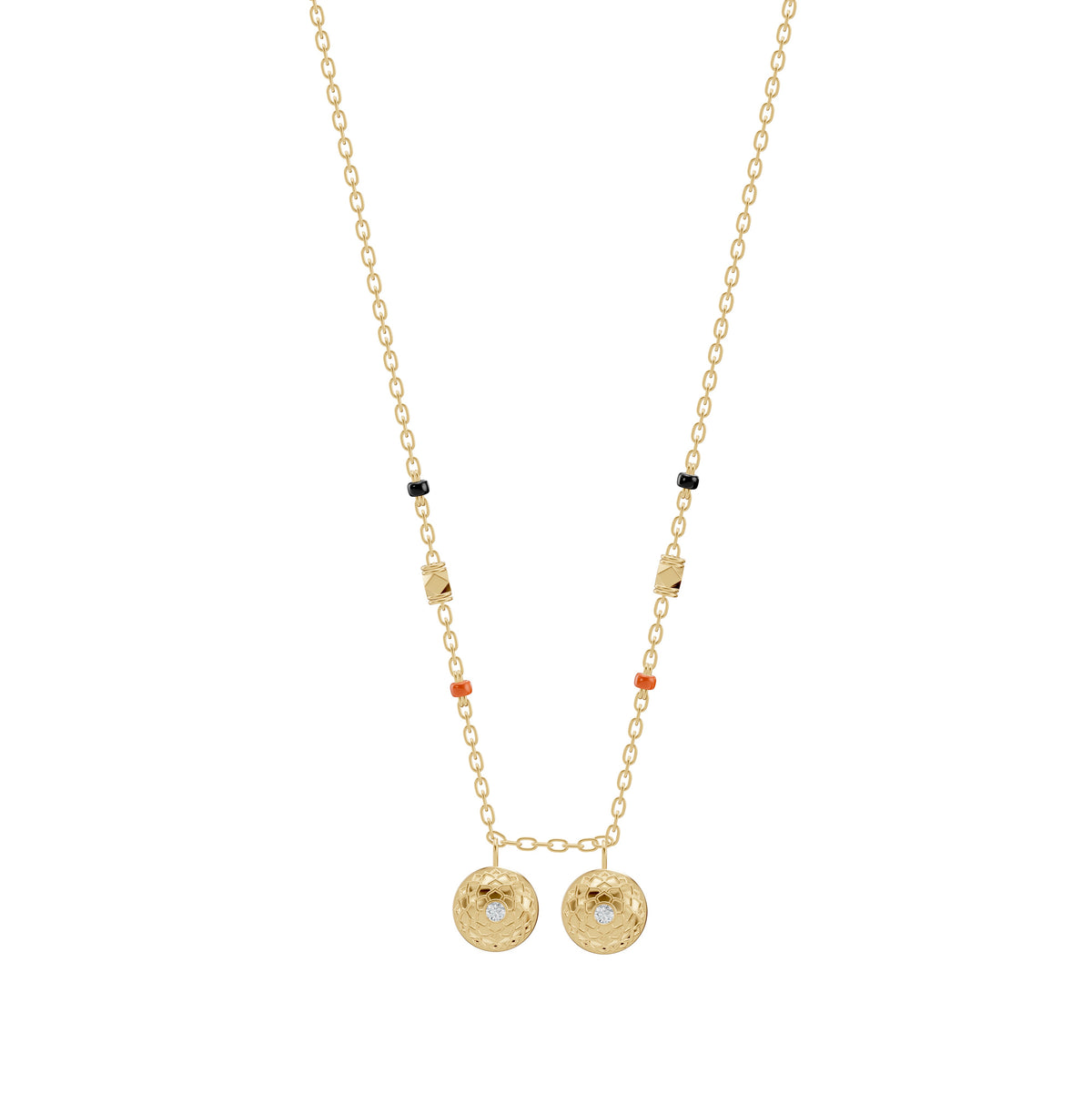 Neha Thaali in 18-karat yellow gold with a reversible Telugu bottu thaali, front view