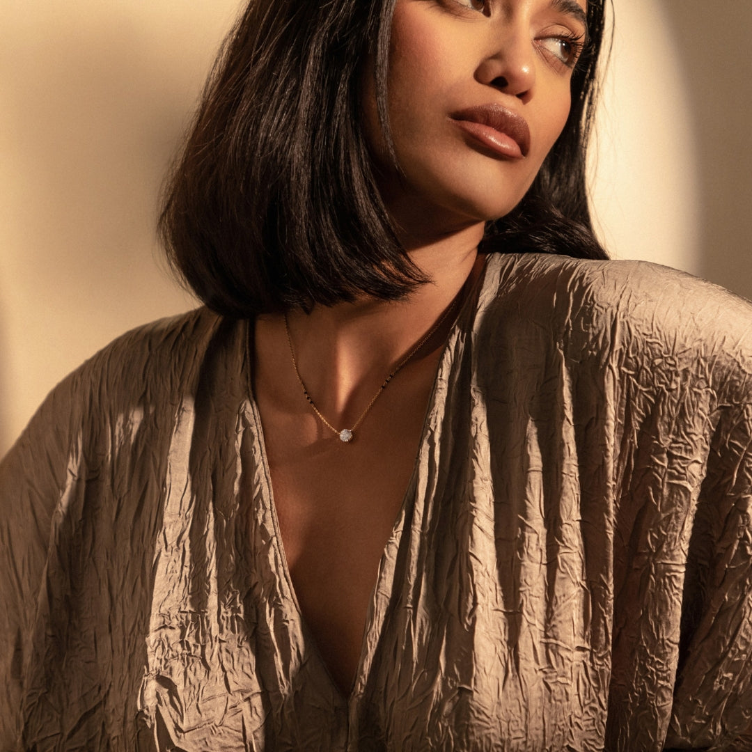 Model wearing the Ria Mangalsutra, look 3