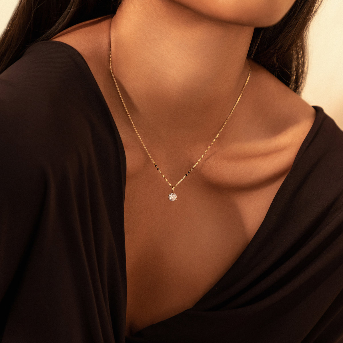 Model wearing the Sarika Mangalsutra