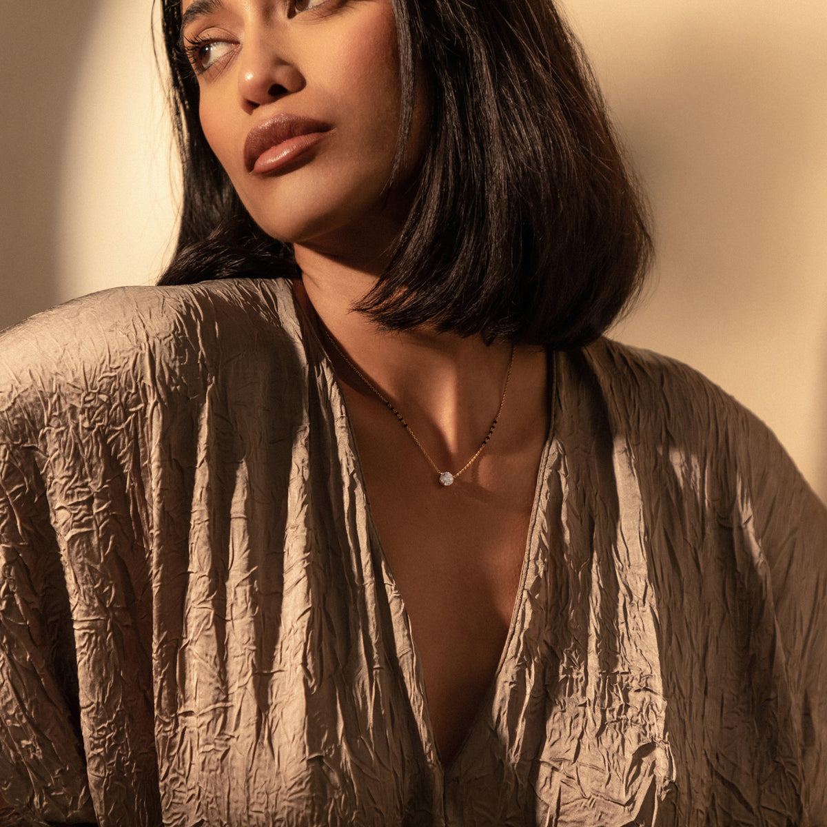 Model wearing the Shreya Mangalsutra, look 3