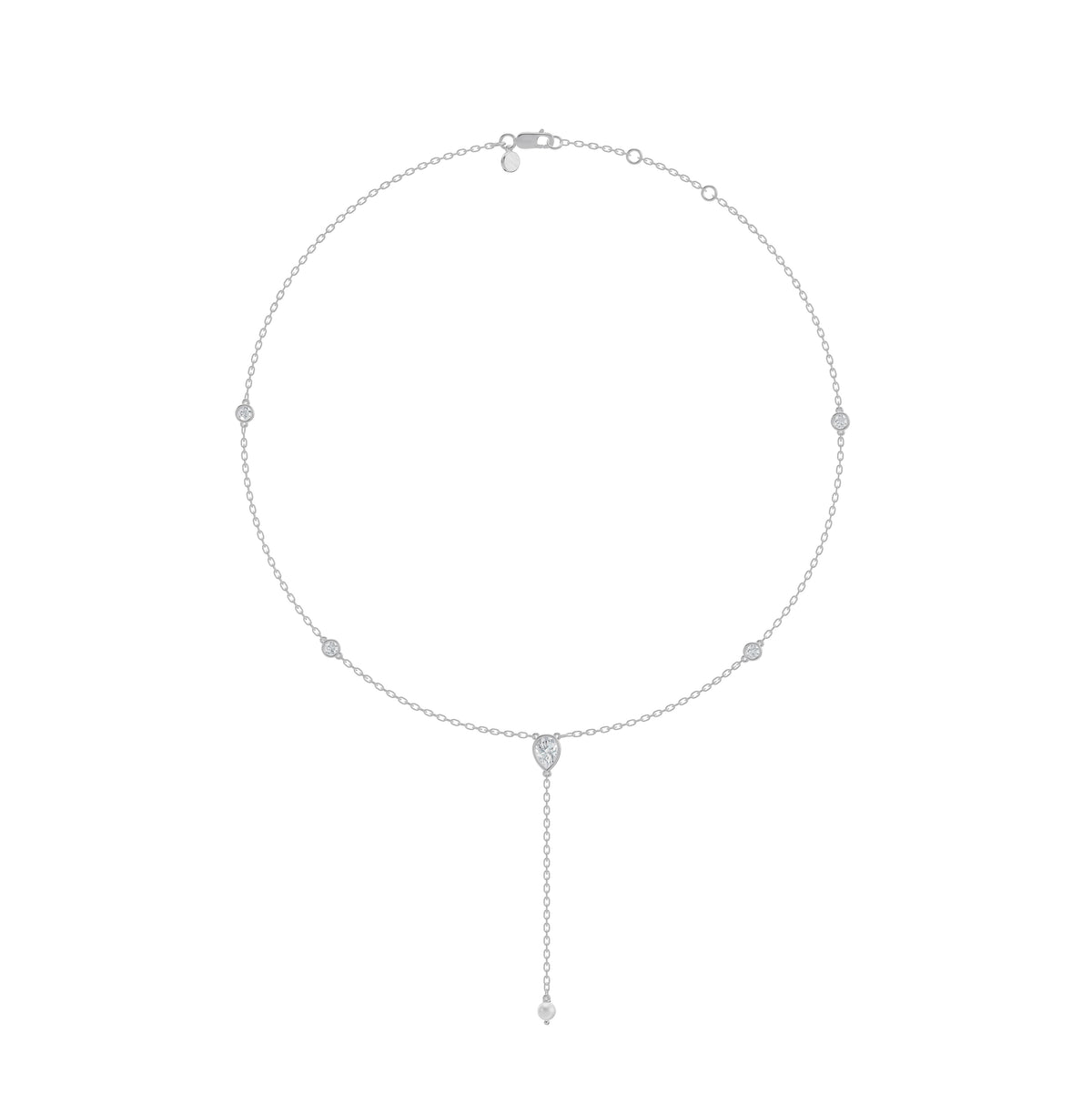 Full-length view of the Soraya Necklace in 18K white gold