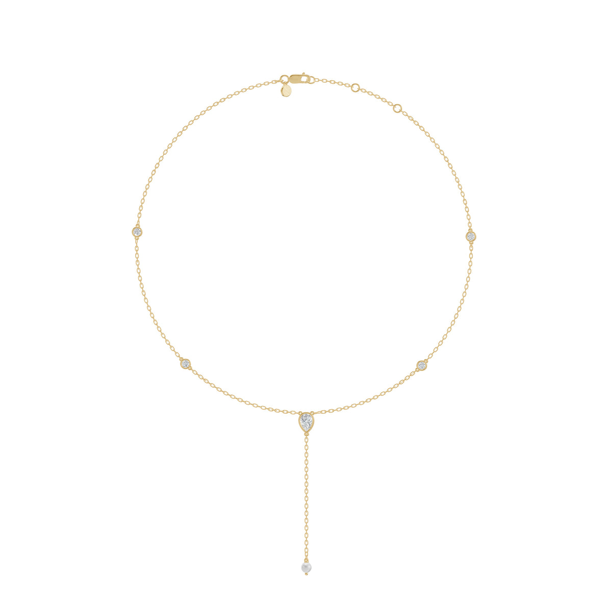 Full-length view of the Soraya Necklace in 18K yellow gold