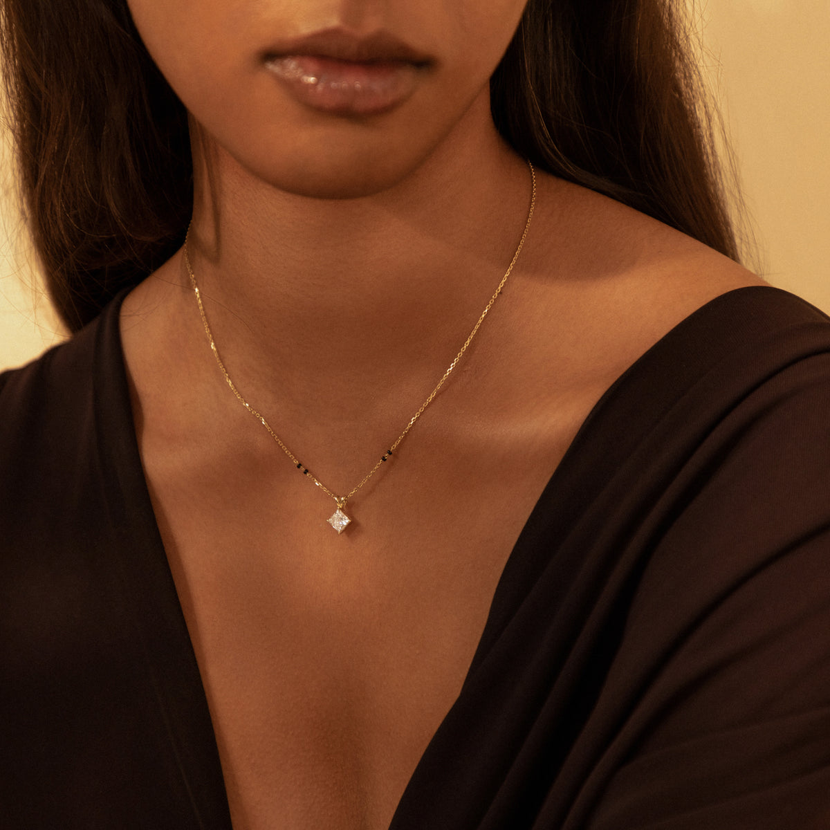 Model wearing the Zara Mangalsutra, look 4