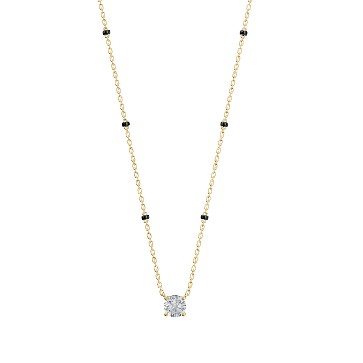 Roshni Mangalsutra in 18K yellow gold with a round lab-grown diamond, front view